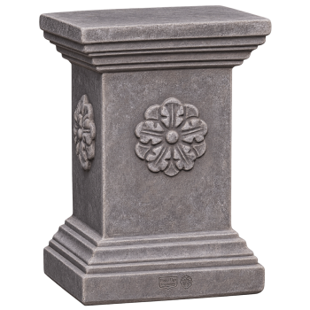 Graue Terracotta-Säule aus Impruneta mit Dekorblume